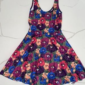 BlackMilk, Peeking Peonies Scoop Skater Dress